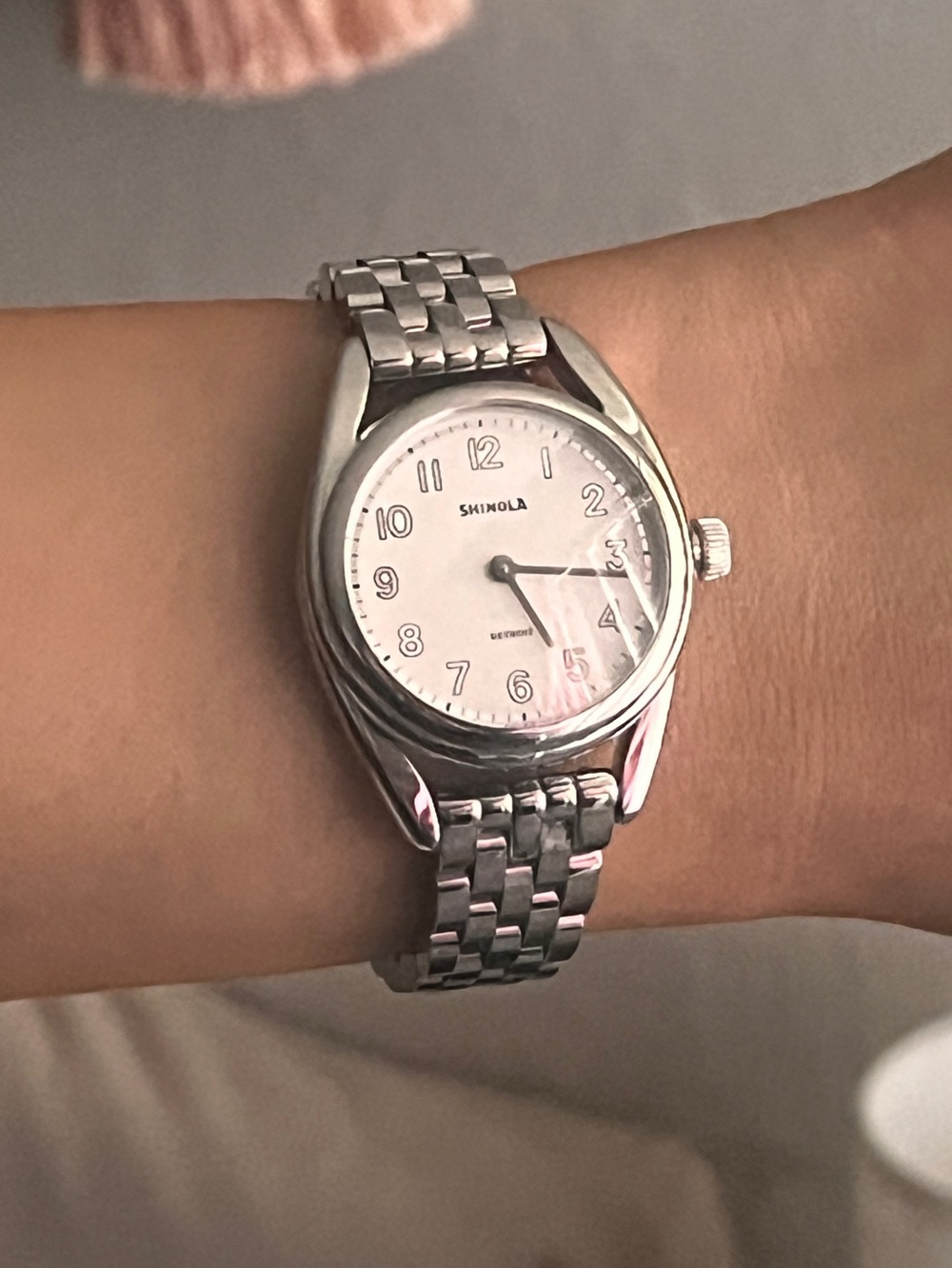 Authentic Shinola Silver Bracelet Watch with White Dial